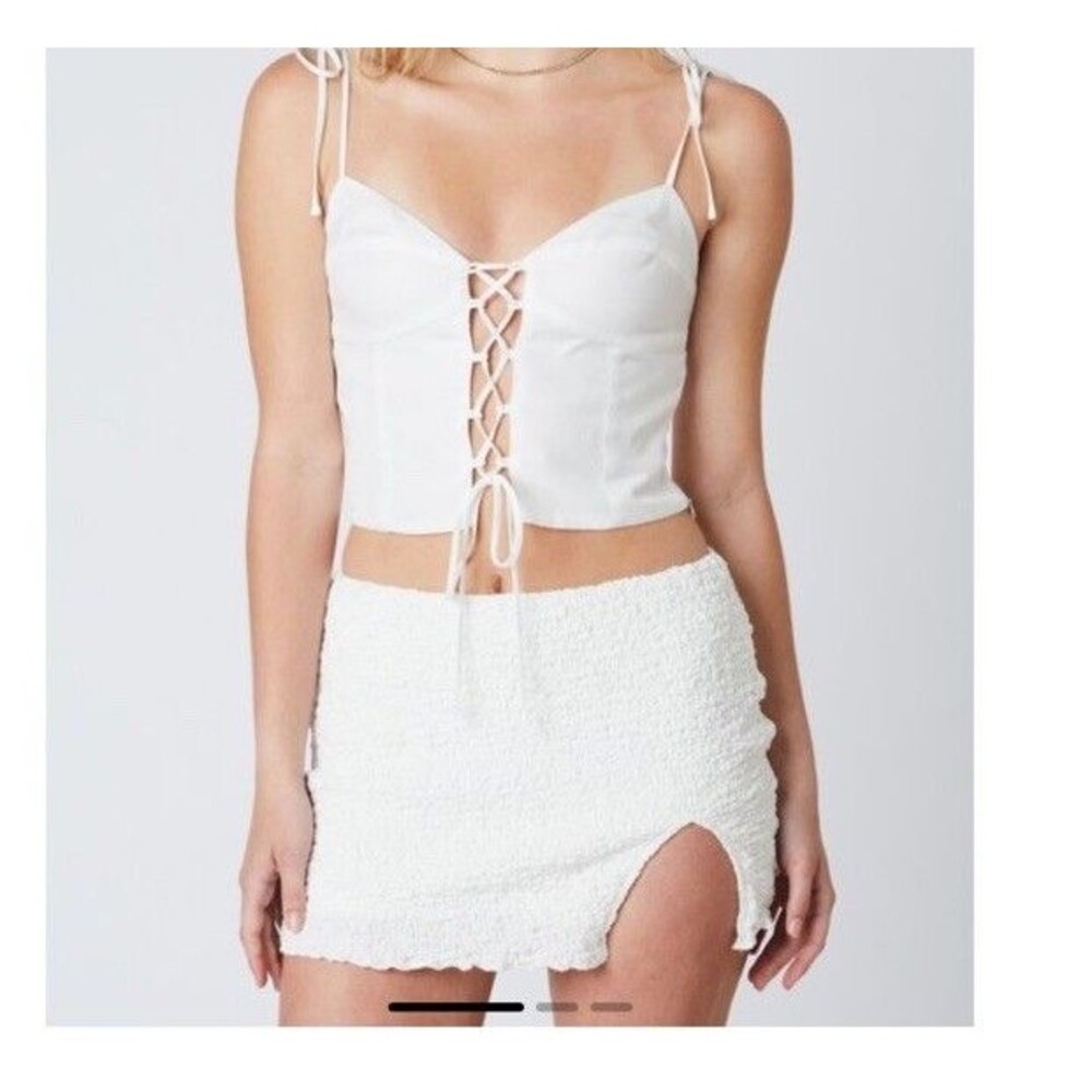 Cotton Candy LA Gilly Top White Tied Up In You Cami Sz M